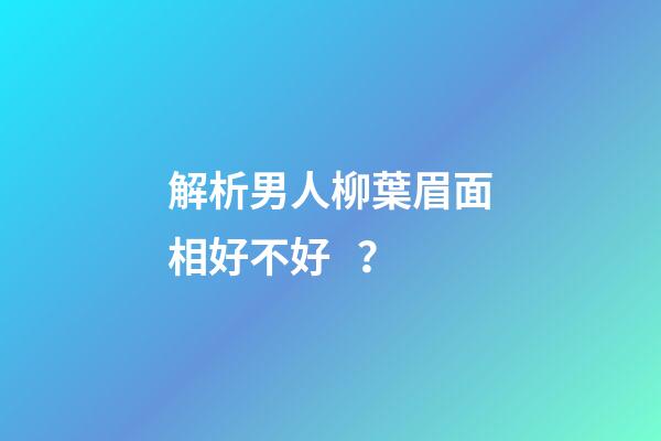 解析男人柳葉眉面相好不好？
